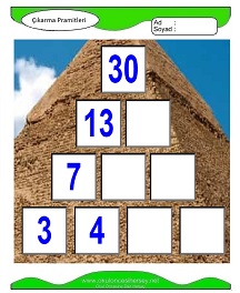 Çıkarma Pramidi Çalışma Sayfaları